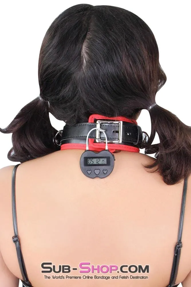 0695HS      Slave to Fashion Black with Red Lining Leatherette Bondage Collar