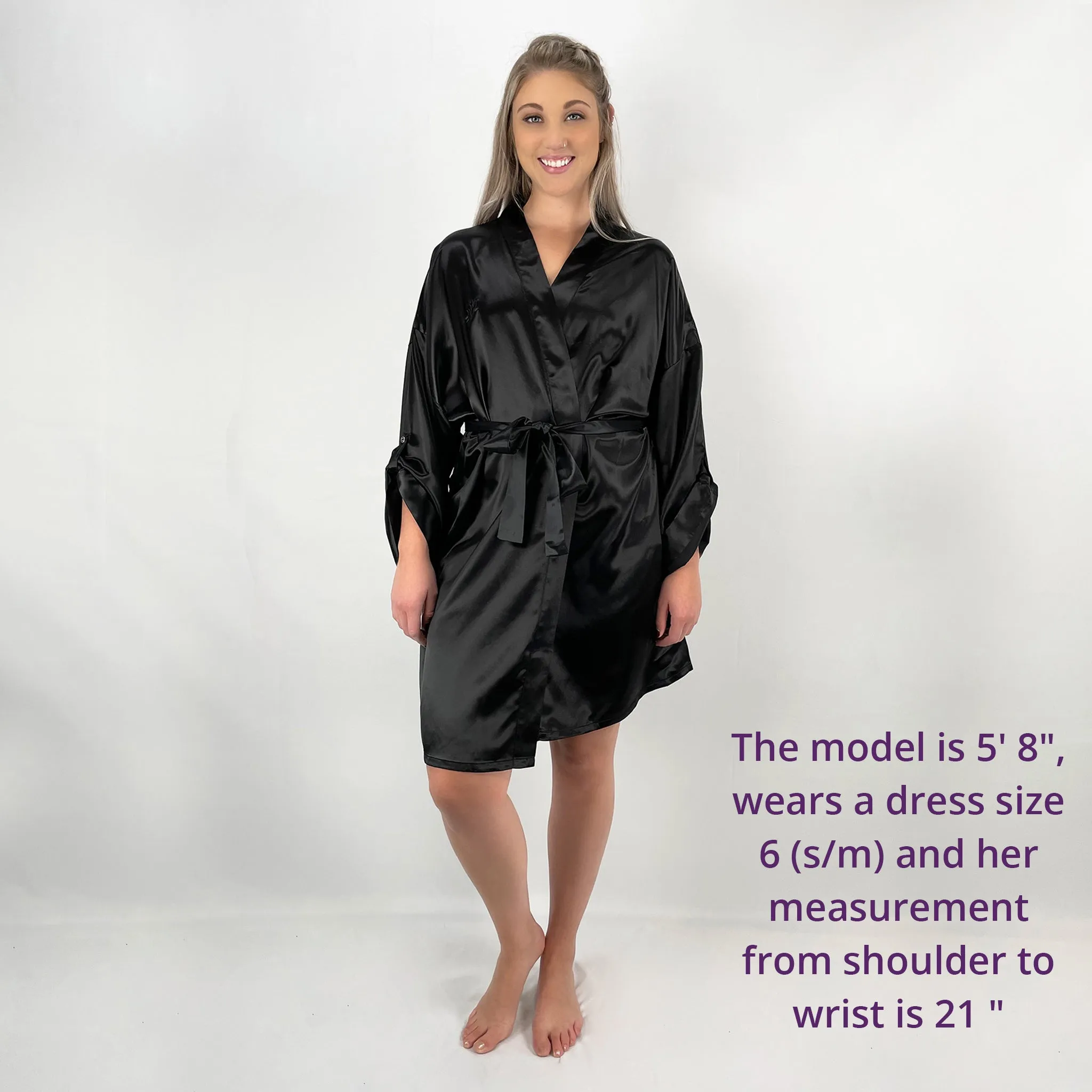 100% Pure Silk Robe - Black