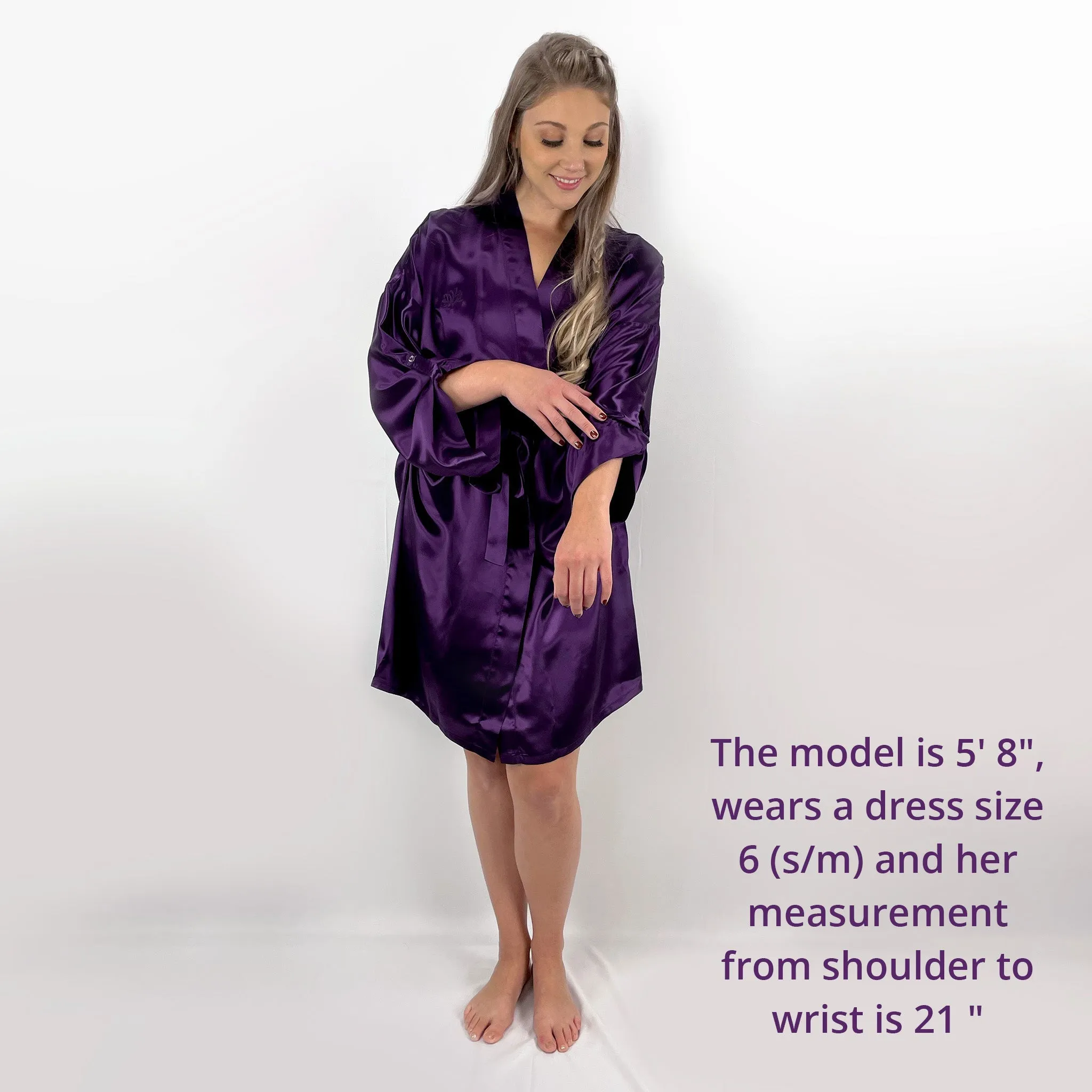 100% Pure Silk Robe - Plum