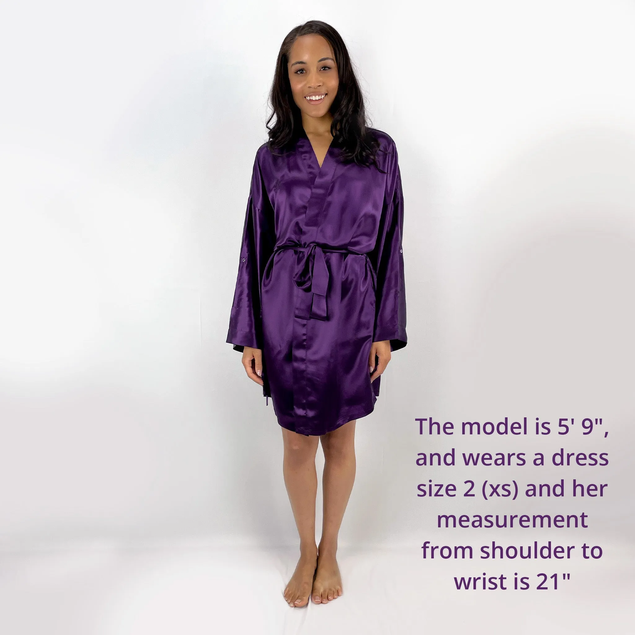 100% Pure Silk Robe - Plum