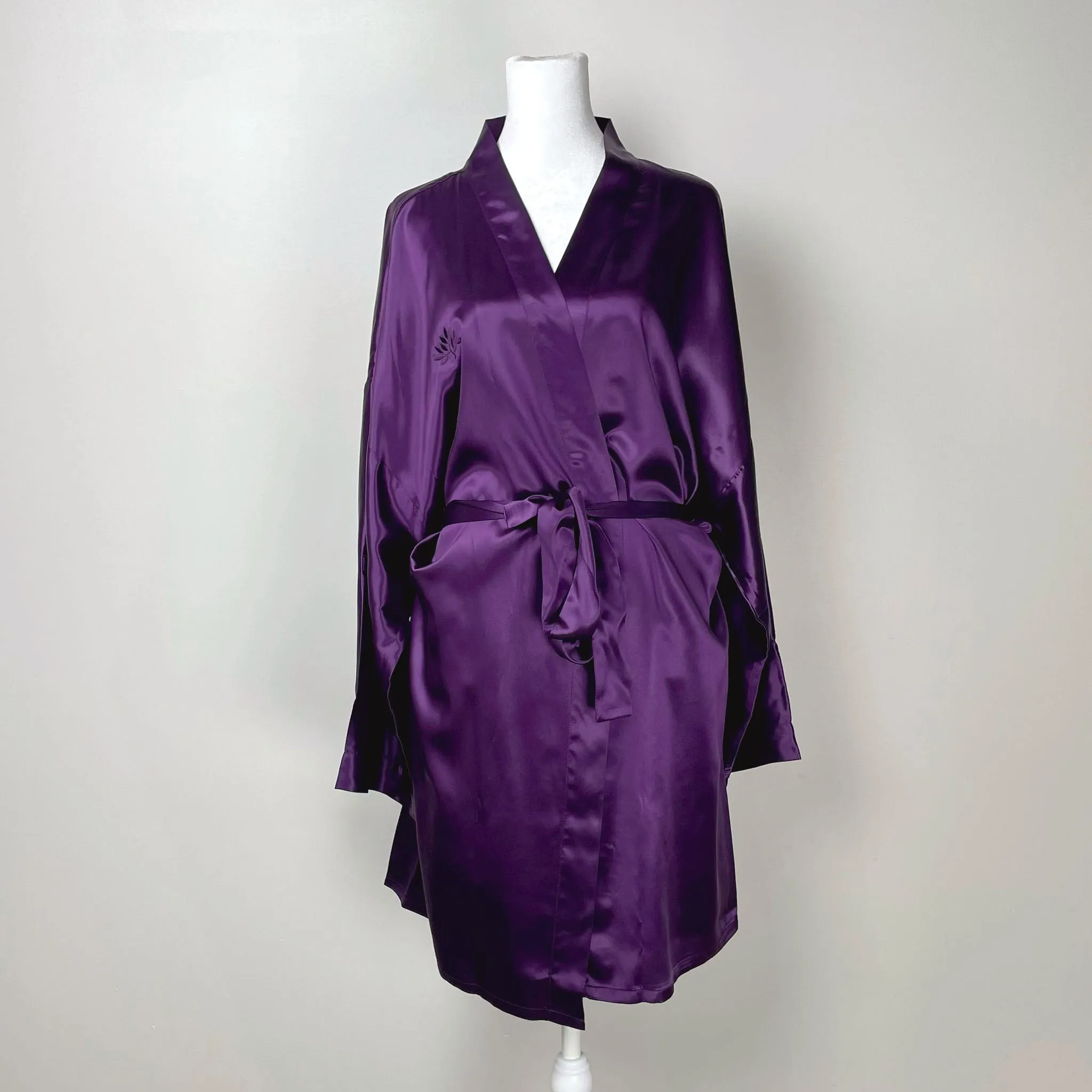 100% Pure Silk Robe - Plum