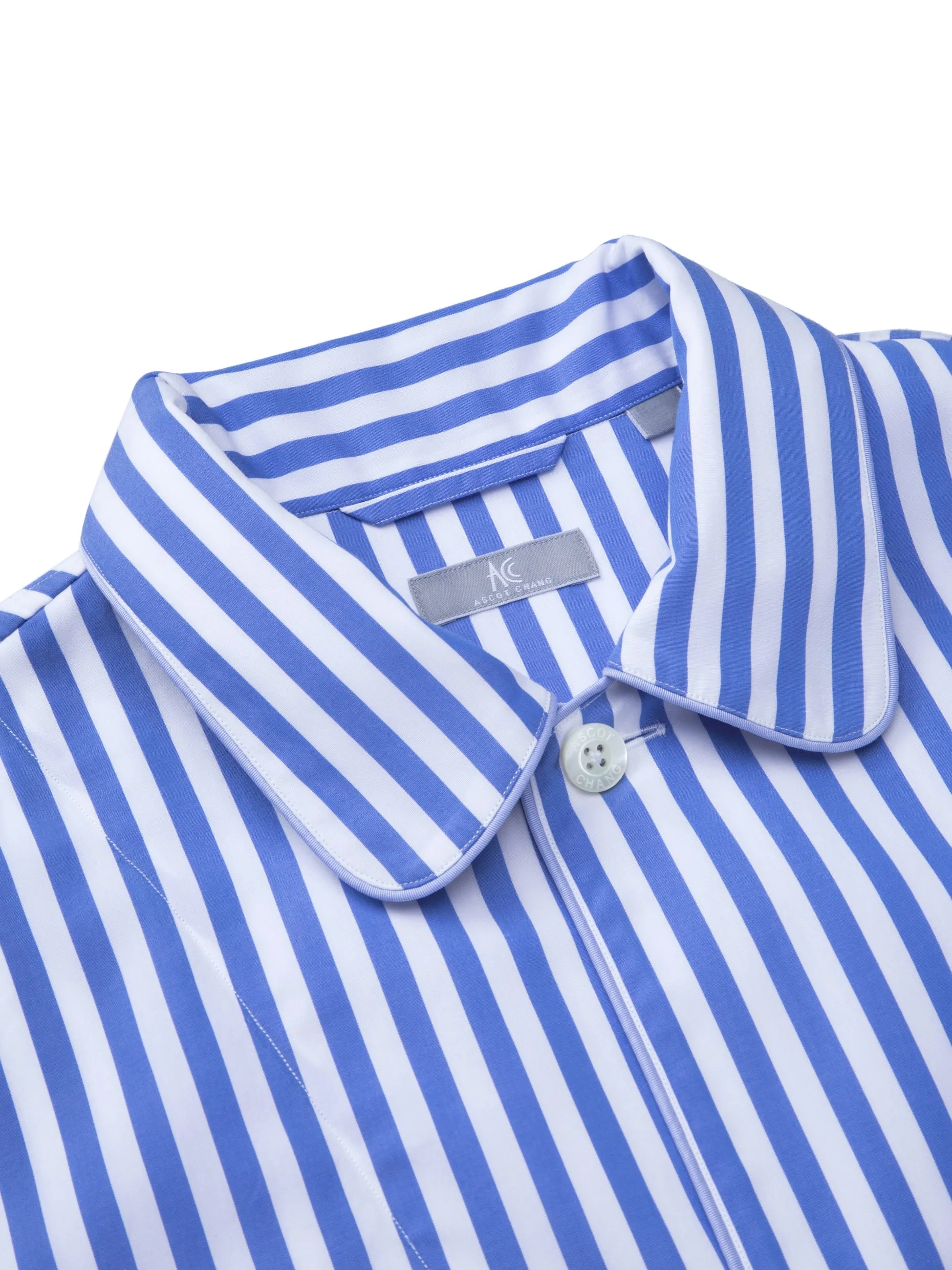 120s Cotton Blue Bengal Stripe Pajamas