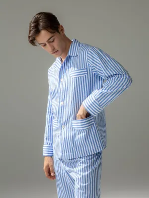 120s Cotton Blue Bengal Stripe Pajamas