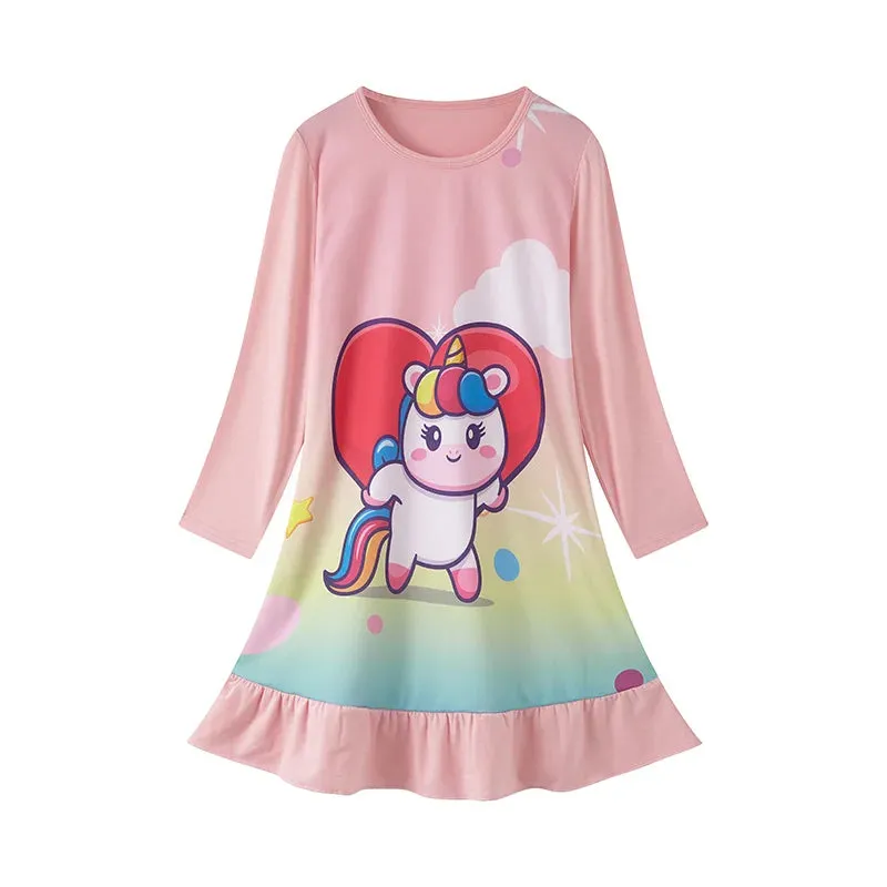 Autumn and Winter 2023 New Children's and Girls' Nightwear Cute Fun Cartoon Printed Pajamas 3-8T Long Sleeved Children Clothes