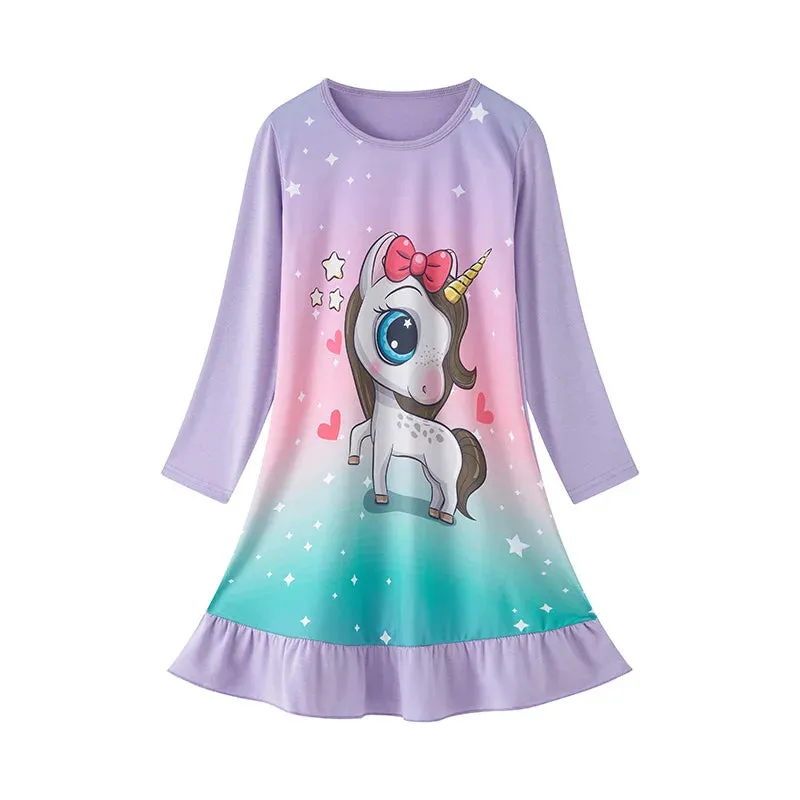 Autumn and Winter 2023 New Children's and Girls' Nightwear Cute Fun Cartoon Printed Pajamas 3-8T Long Sleeved Children Clothes