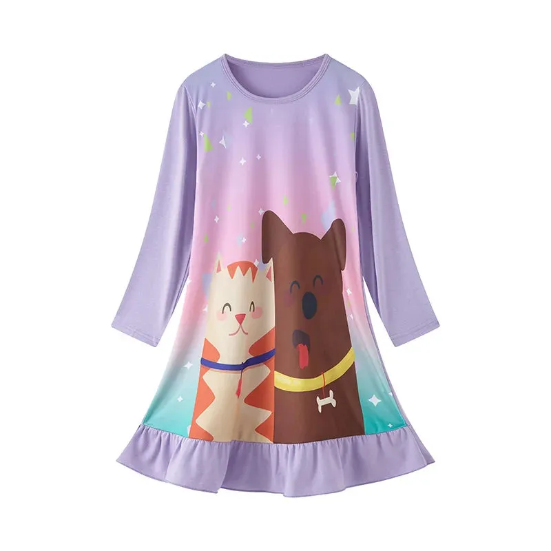 Autumn and Winter 2023 New Children's and Girls' Nightwear Cute Fun Cartoon Printed Pajamas 3-8T Long Sleeved Children Clothes