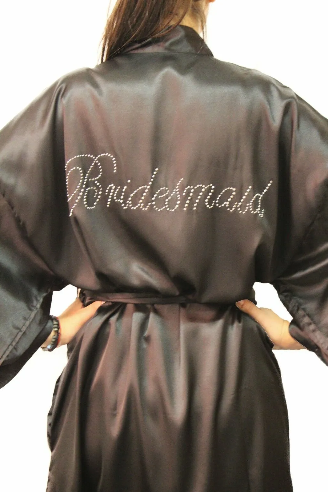 Bride To Be Bridesmaid Gown Robe Satin Dressing Silk Diamante Kimono Bridal