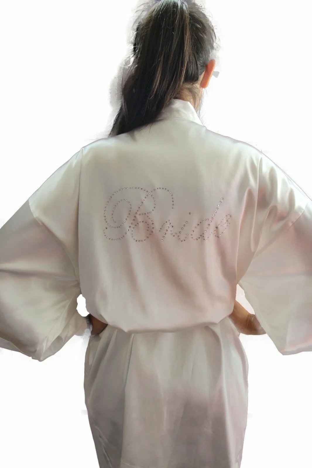 Bride To Be Bridesmaid Gown Robe Satin Dressing Silk Diamante Kimono Bridal