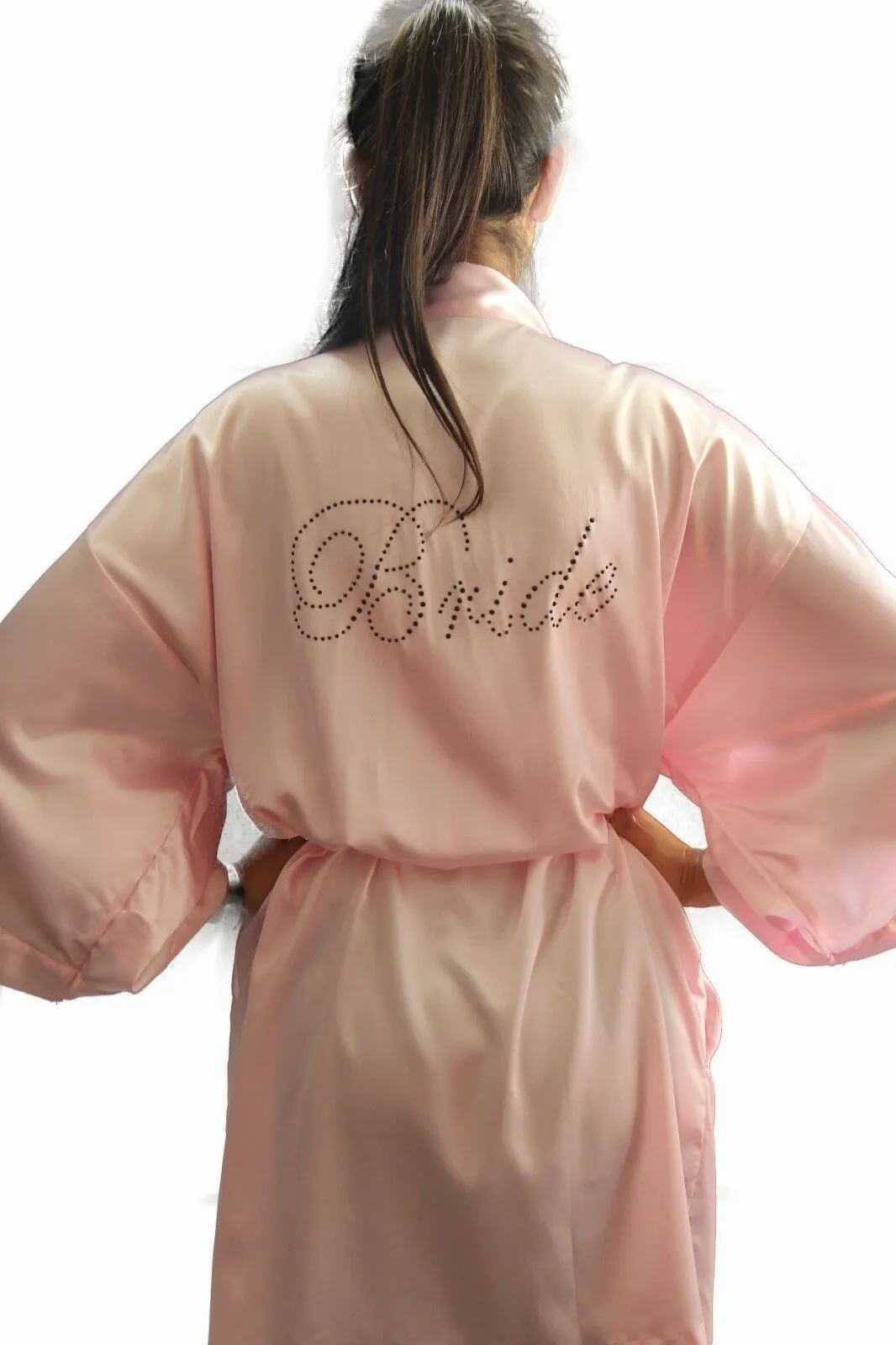 Bride To Be Bridesmaid Gown Robe Satin Dressing Silk Diamante Kimono Bridal