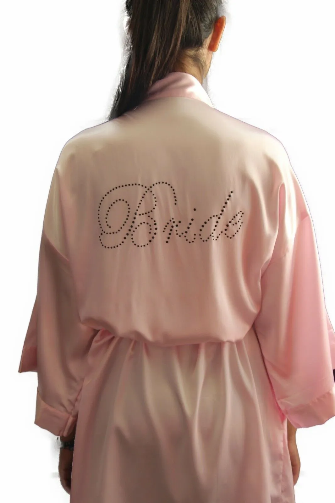 Bride To Be Bridesmaid Gown Robe Satin Dressing Silk Diamante Kimono Bridal