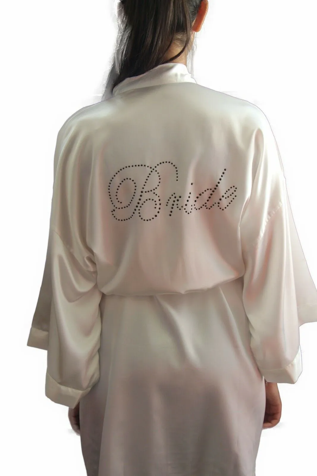 Bride To Be Bridesmaid Gown Robe Satin Dressing Silk Diamante Kimono Bridal