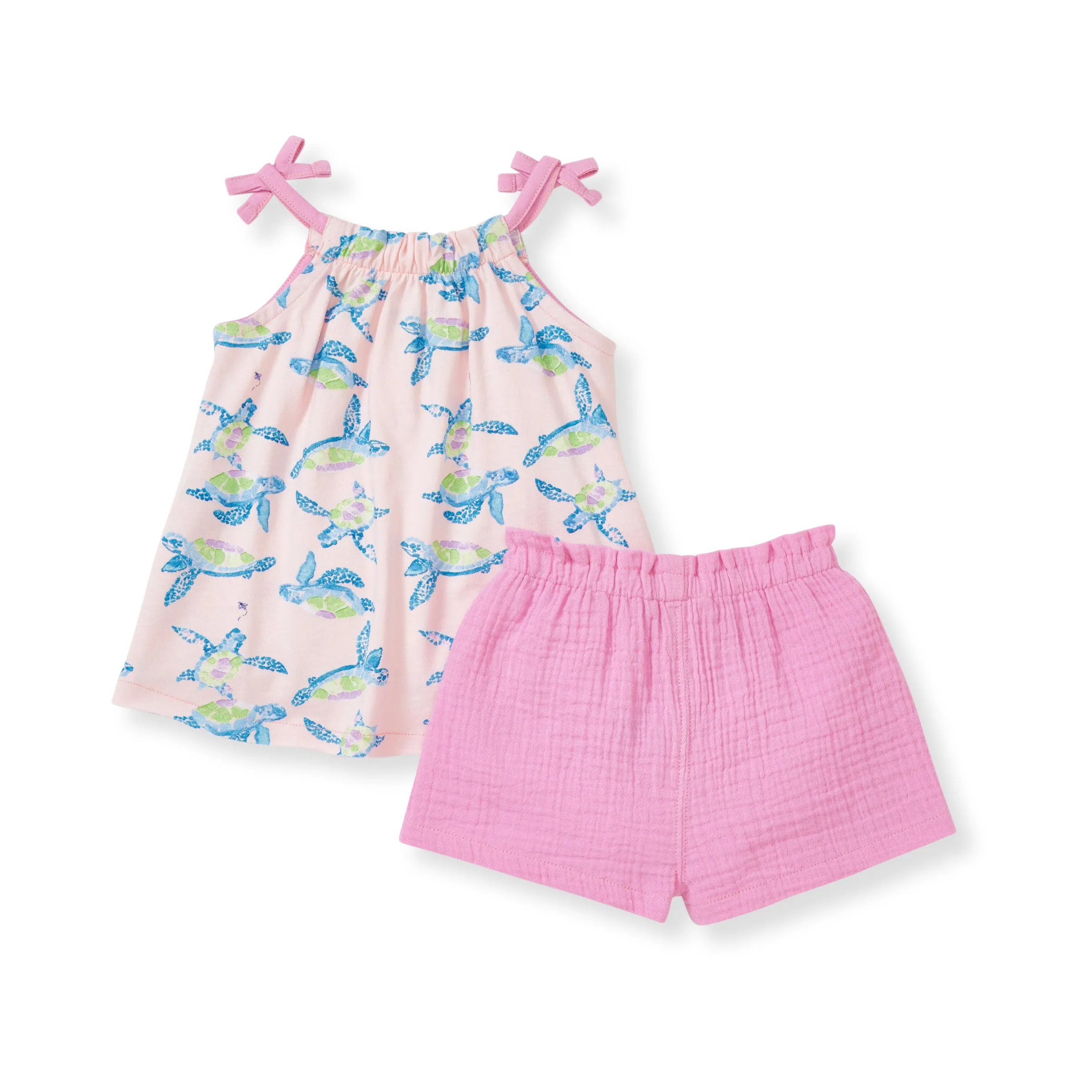 Burt's Bees Organic Baby Colorful Sea Turtles Top & Muslin Short Set