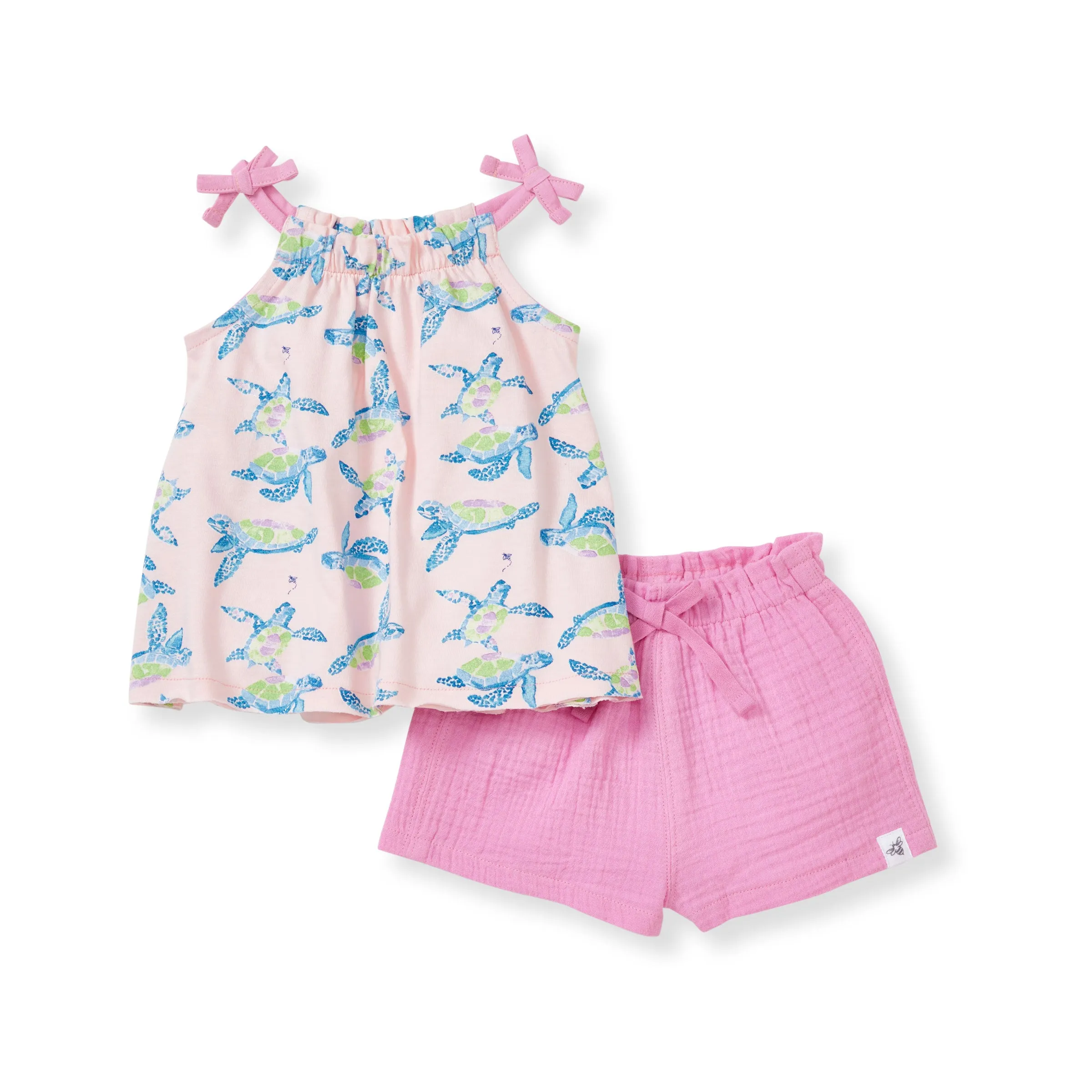 Burt's Bees Organic Baby Colorful Sea Turtles Top & Muslin Short Set