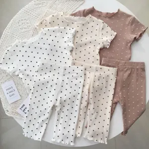 Children's Thin Section of Short-Sleeved Air-Conditioning Clothing Two-Piece Pajamas Boys and Girls Summer Pajamas Homewear Suit