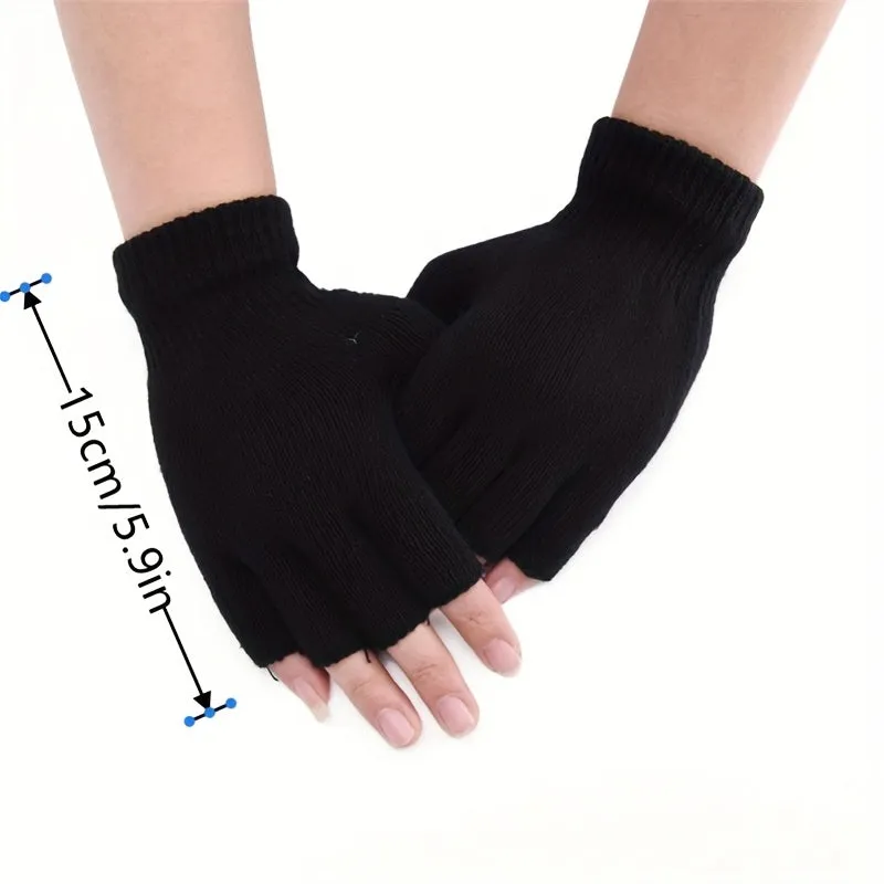 Cozy Half Finger Knit Gloves for Men and Women