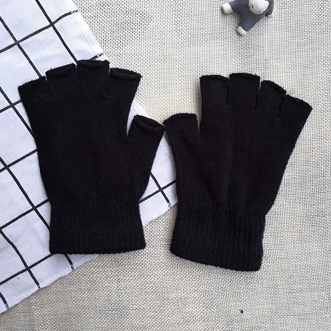 Cozy Half Finger Knit Gloves for Men and Women