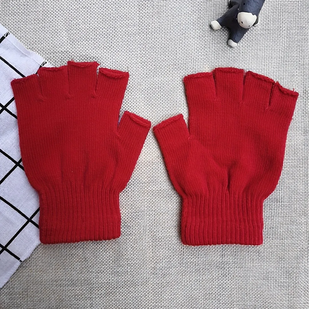 Cozy Half Finger Knit Gloves for Men and Women