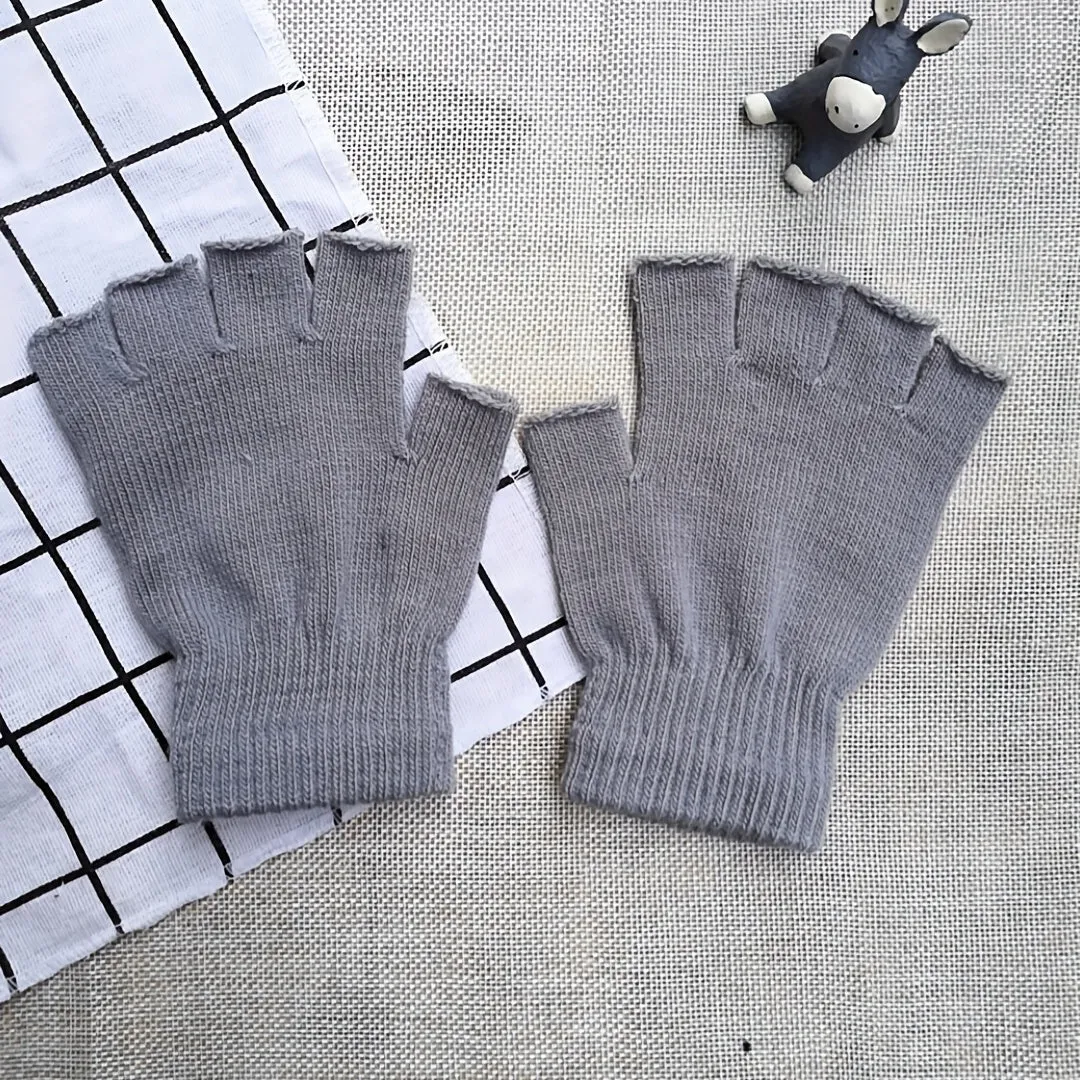 Cozy Half Finger Knit Gloves for Men and Women