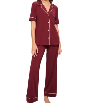 Eberjey Women Gisele Short Sleeve PJ Set Cabernet/Ivory