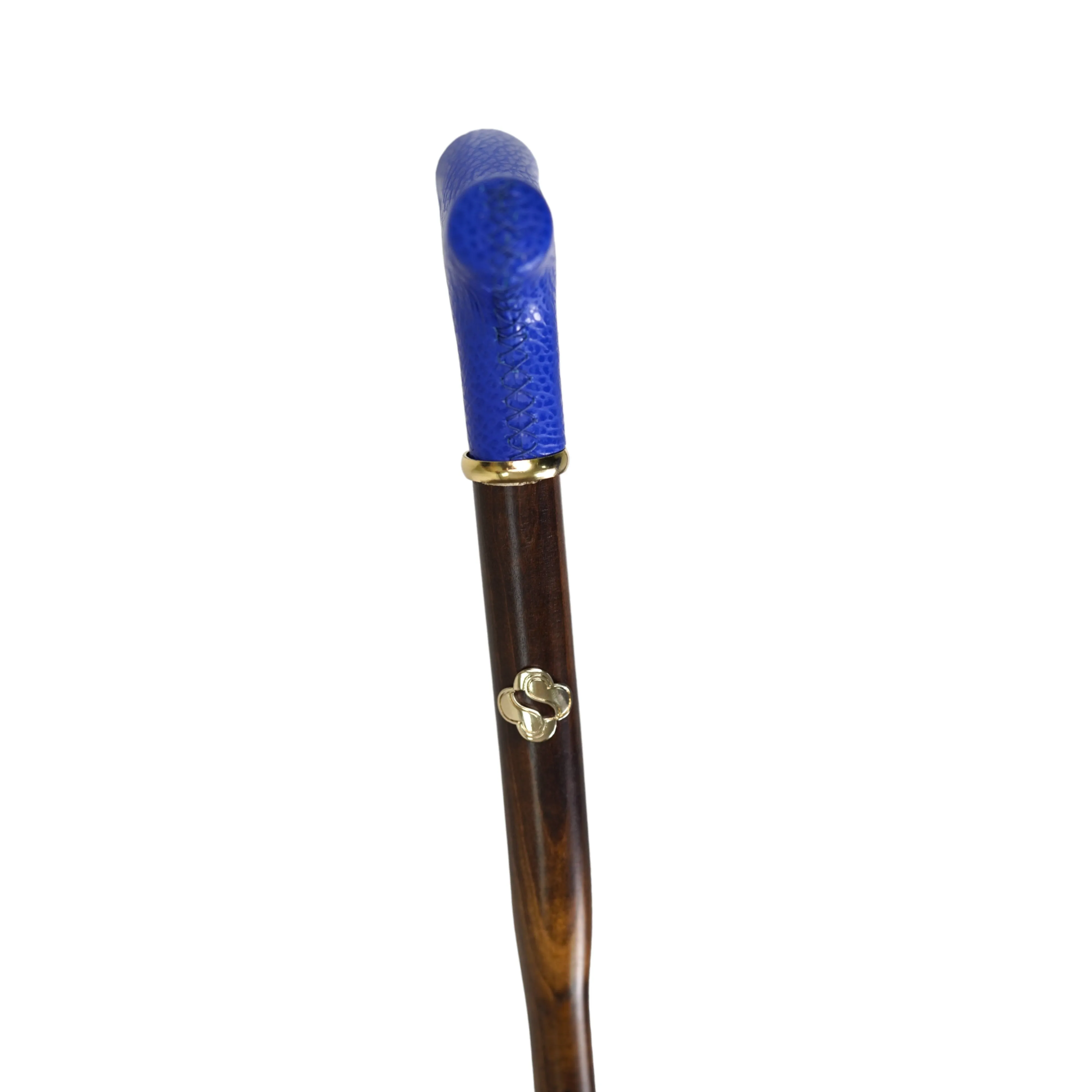 Elegant Umbrella with Blue Leather Handle and Beechwood Shaft