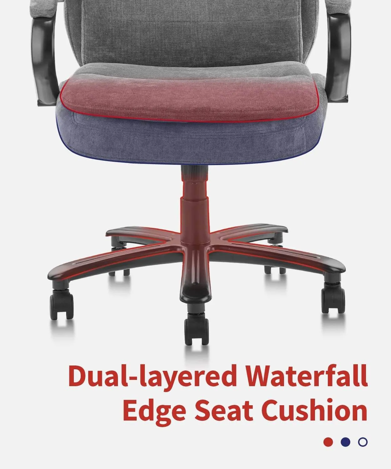 Ergonomic Executive Office Chair with Fabric Upholstery Adjustable Height Thick Padding Headrest & Armrest, Gray