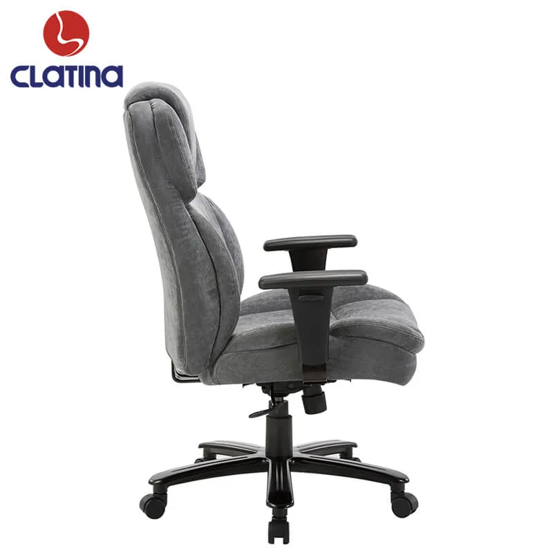 Ergonomic Executive Office Chair with Upholstered Thick Padding Headrest & Armrest, Gray