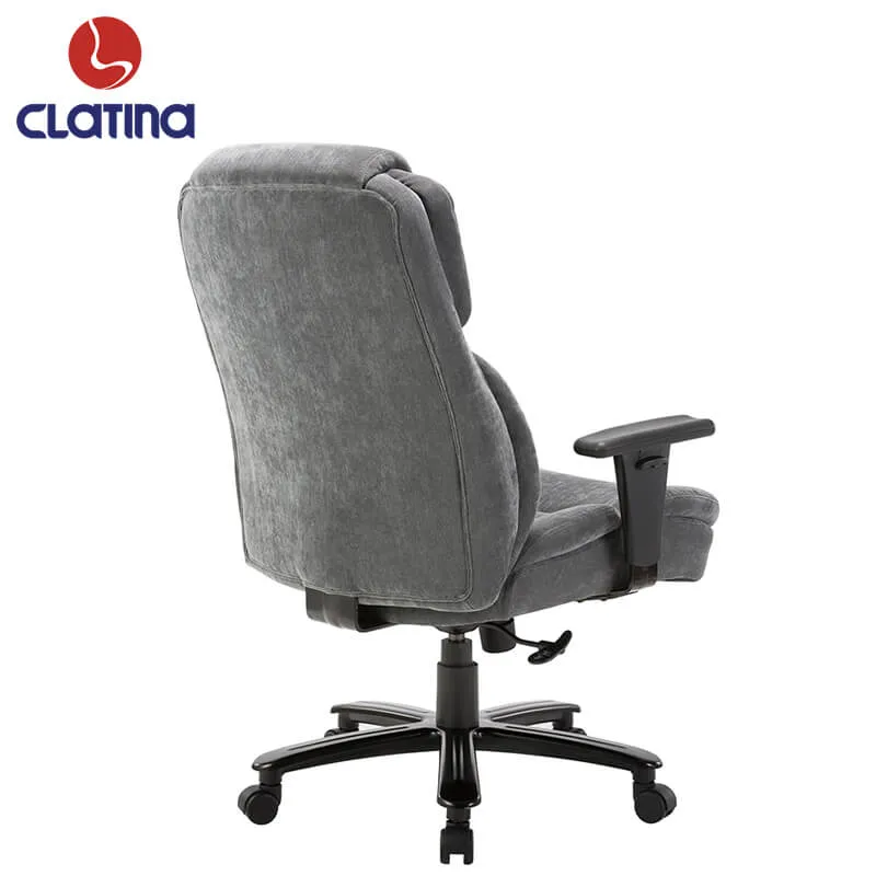 Ergonomic Executive Office Chair with Upholstered Thick Padding Headrest & Armrest, Gray