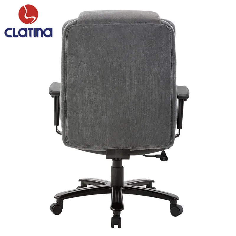 Ergonomic Executive Office Chair with Upholstered Thick Padding Headrest & Armrest, Gray