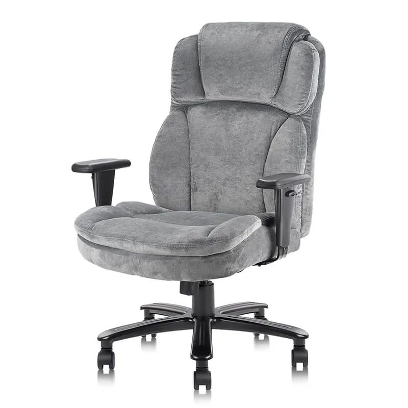 Ergonomic Executive Office Chair with Upholstered Thick Padding Headrest & Armrest, Gray