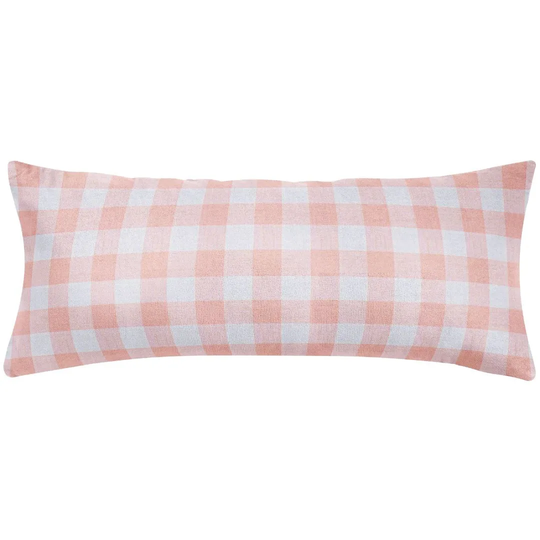 Gingham Coral 14x36 Decorative Pillow Cover