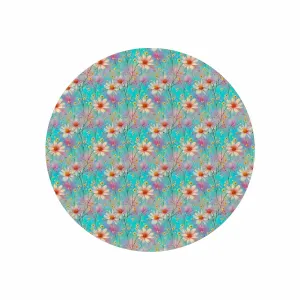 Green Floral  Circular Micro Fleece Blanket 47"