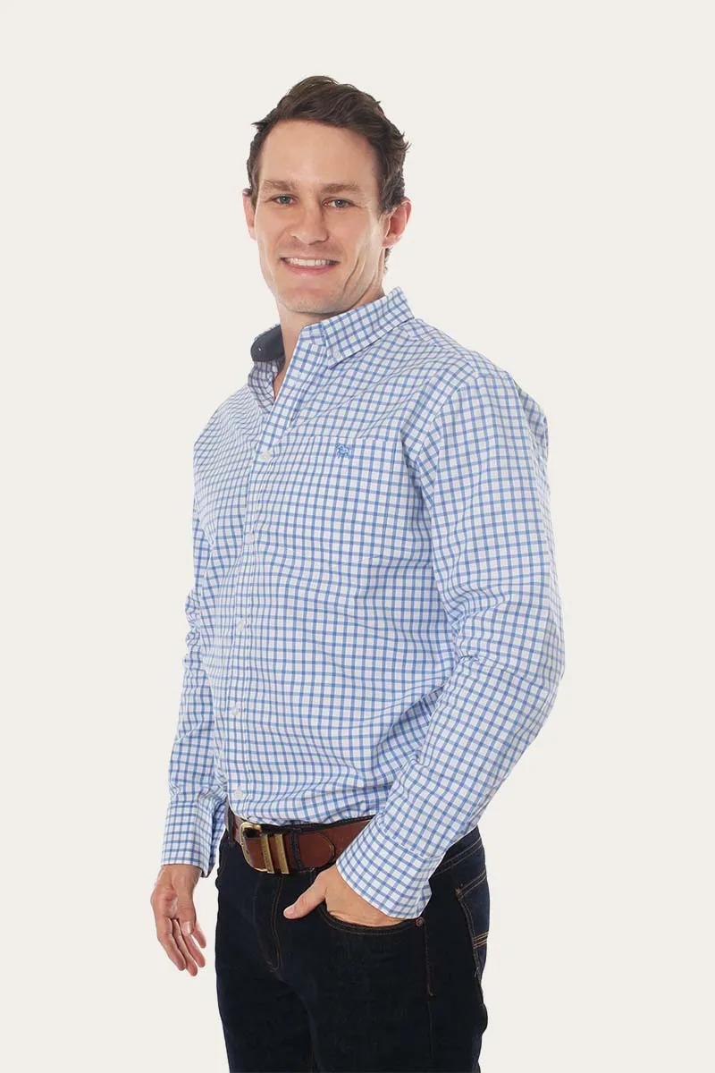 Heritage Mens Check Dress Shirt - Blue/White