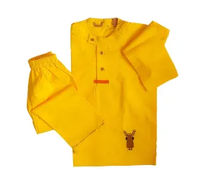 Loungewear- Deary Dreams - Flat Collar - Yellow (Plain Bottom & Tom with Embroidery)