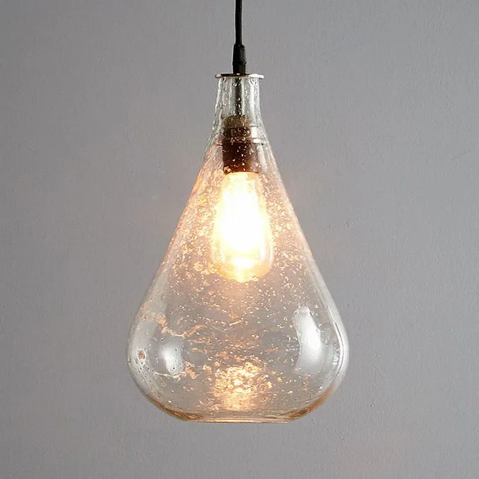 Lustre Teardrop - Clear - Stone Effect Glass Bell Pendant Light