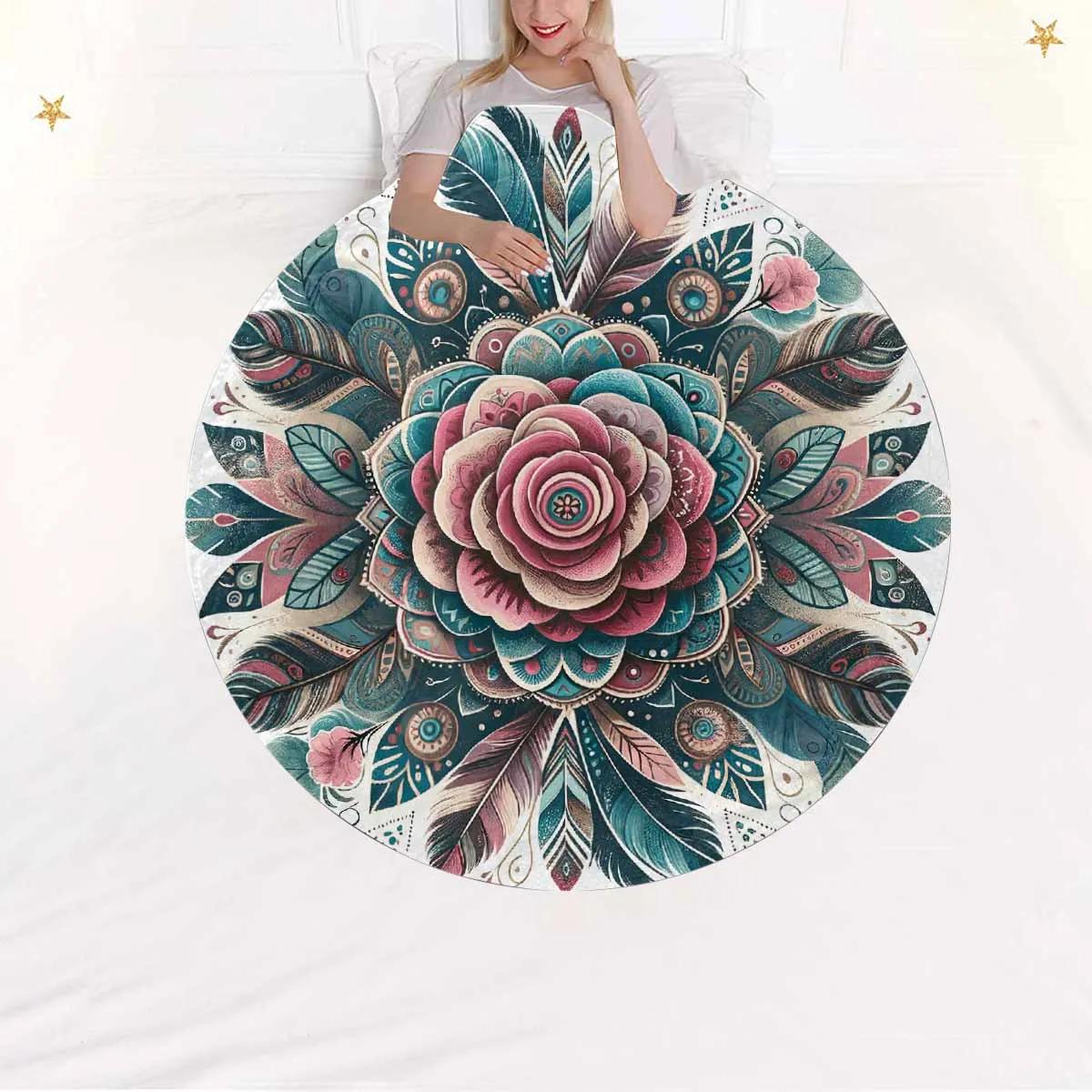 Mandella_Rose_Awd35138  Circular Micro Fleece Blanket 60"