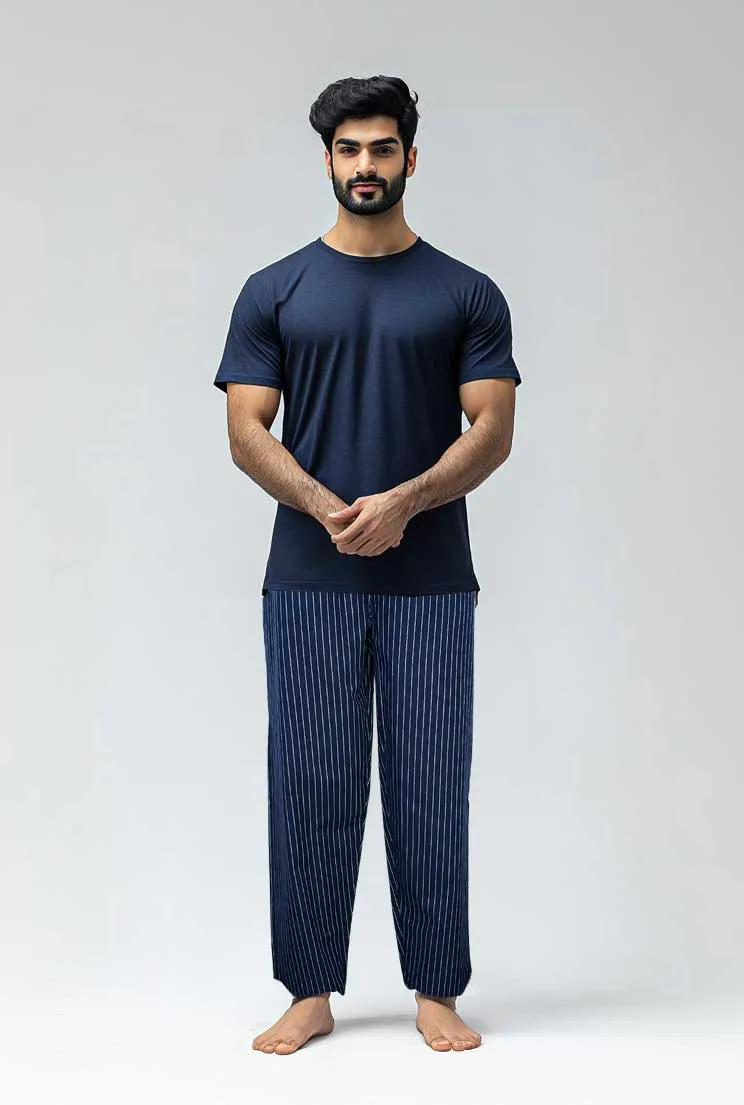 Men's Cotton Check Trouser (Navy Lining)