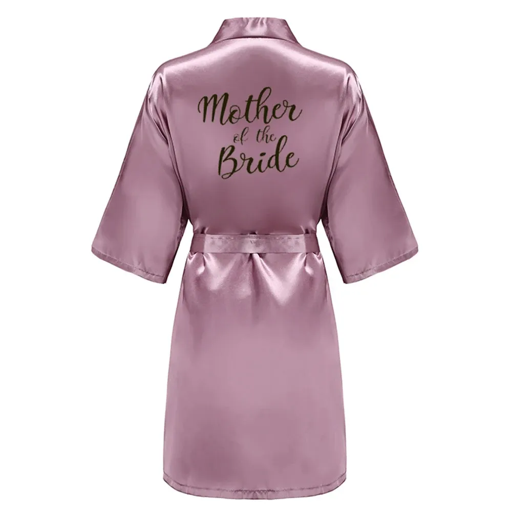 New Bathrobe Bride Satin-Silk Robe Women Bridal Party Sister Team Mother Shower Gift Bridesmaid Wedding Short Robes