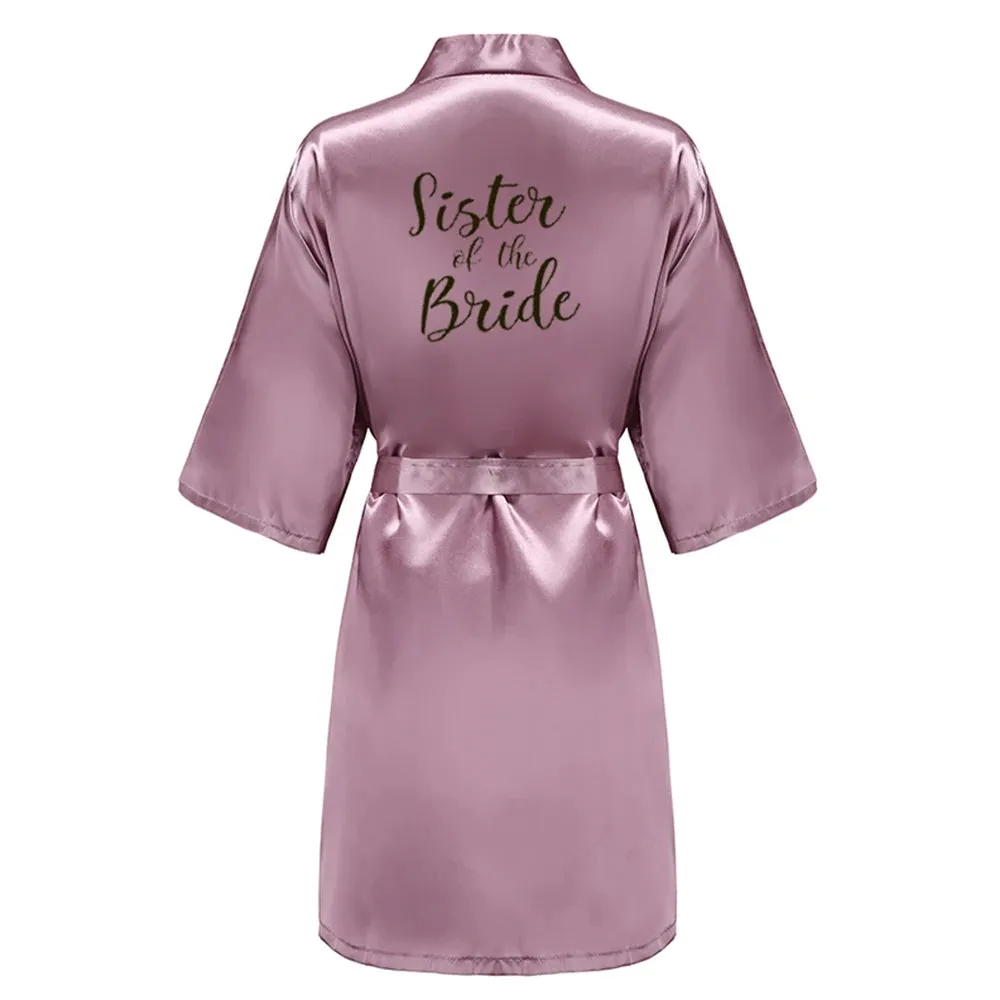 New Bathrobe Bride Satin-Silk Robe Women Bridal Party Sister Team Mother Shower Gift Bridesmaid Wedding Short Robes