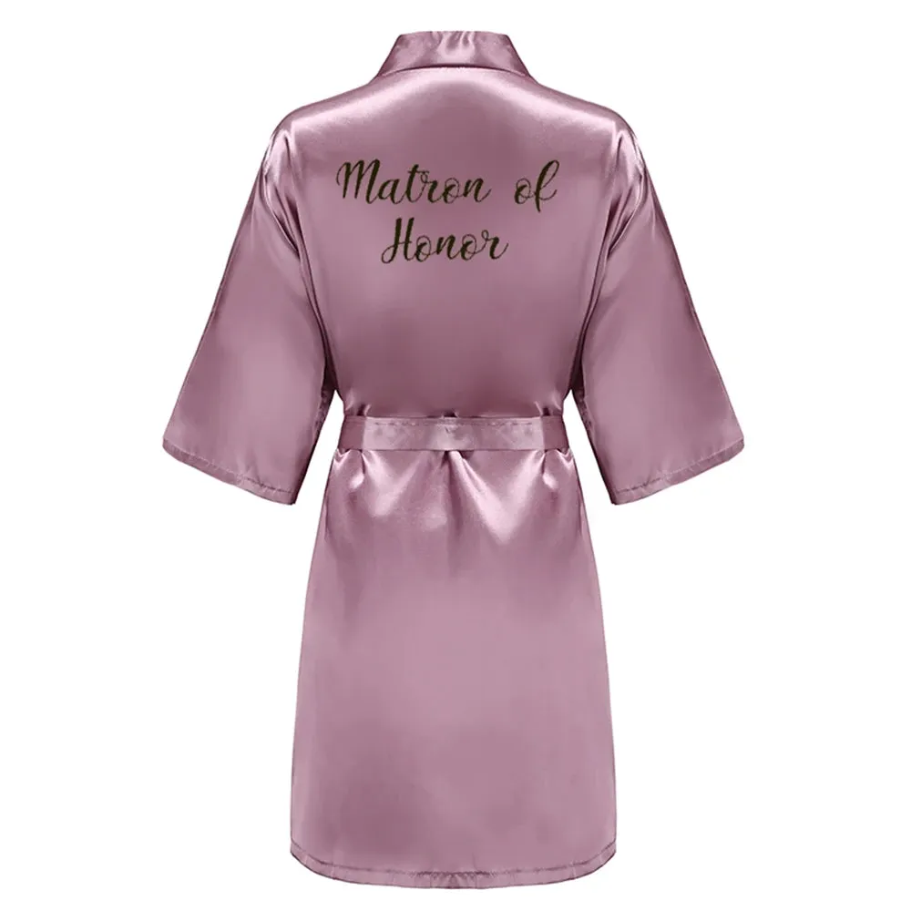 New Bathrobe Bride Satin-Silk Robe Women Bridal Party Sister Team Mother Shower Gift Bridesmaid Wedding Short Robes