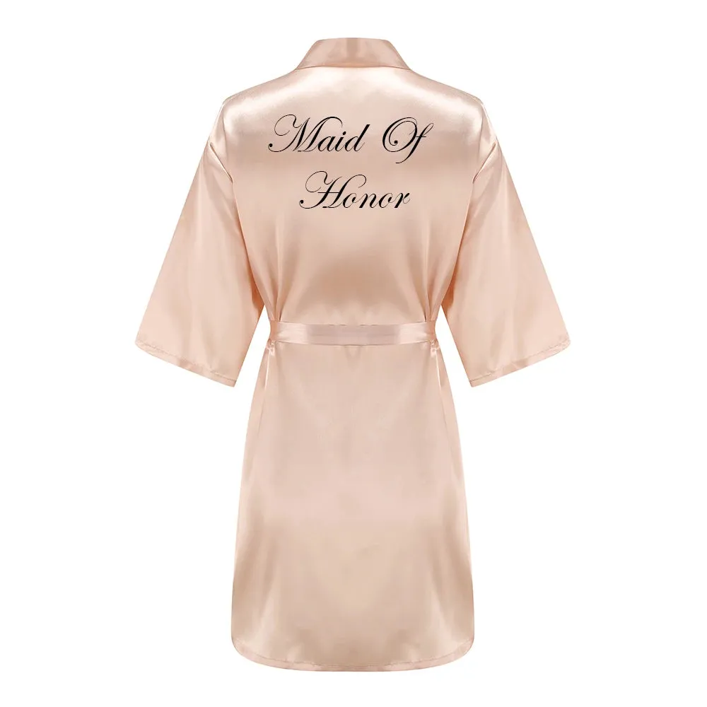 New Champagne Bathrobe Bride Satin Robe Women Bridal Party Sister Team Mother of the Bride Gift Bridesmaid Wedding Short Robes