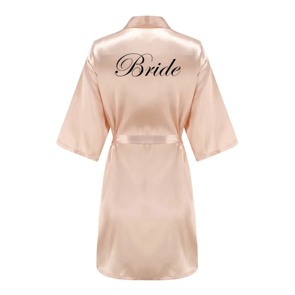 New Champagne Bathrobe Bride Satin Robe Women Bridal Party Sister Team Mother of the Bride Gift Bridesmaid Wedding Short Robes