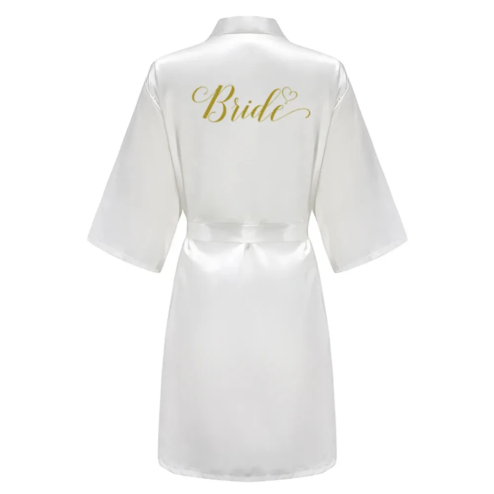 New Champagne Bathrobe Bride Satin Robe Women Bridal Party Sister Team Mother of the Bride Gift Bridesmaid Wedding Short Robes