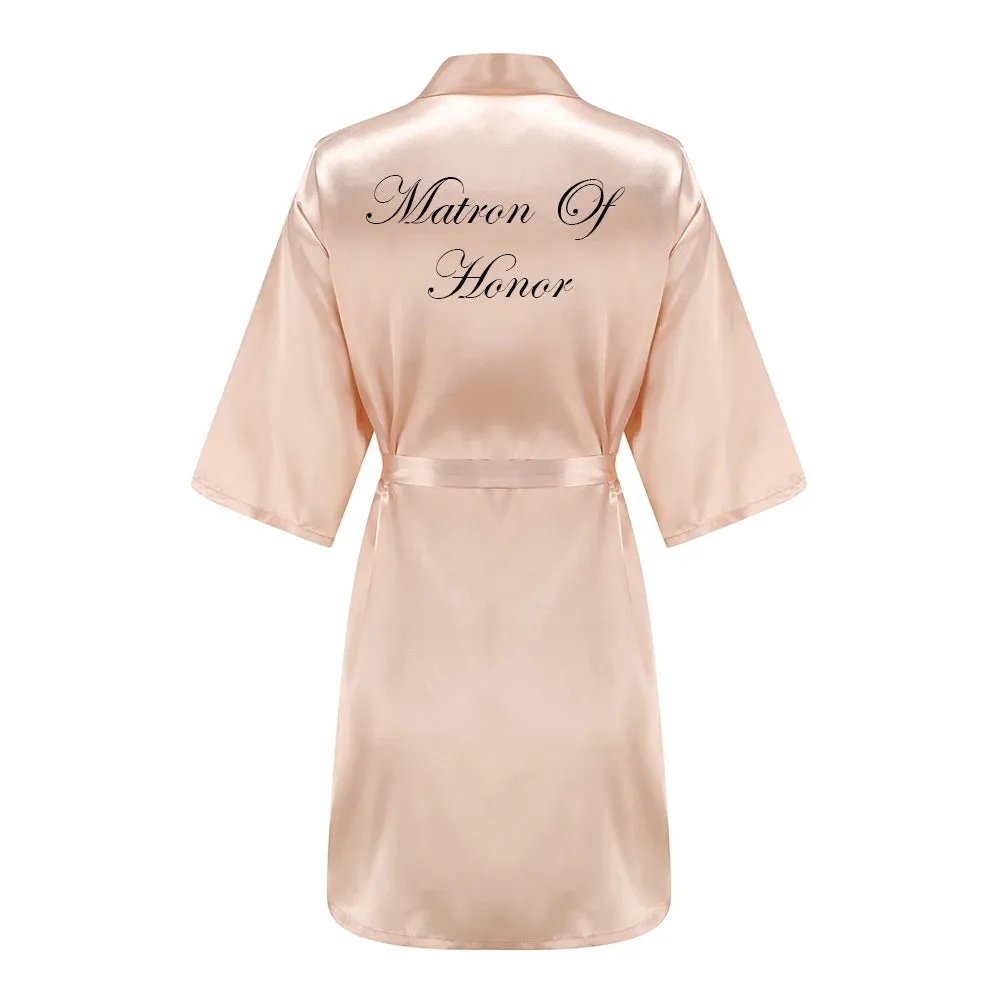 New Champagne Bathrobe Bride Satin Robe Women Bridal Party Sister Team Mother of the Bride Gift Bridesmaid Wedding Short Robes