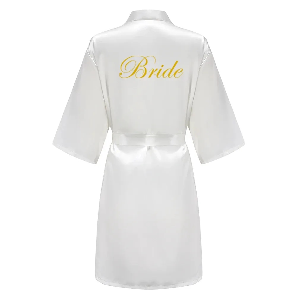 New Champagne Bathrobe Bride Satin Robe Women Bridal Party Sister Team Mother of the Bride Gift Bridesmaid Wedding Short Robes