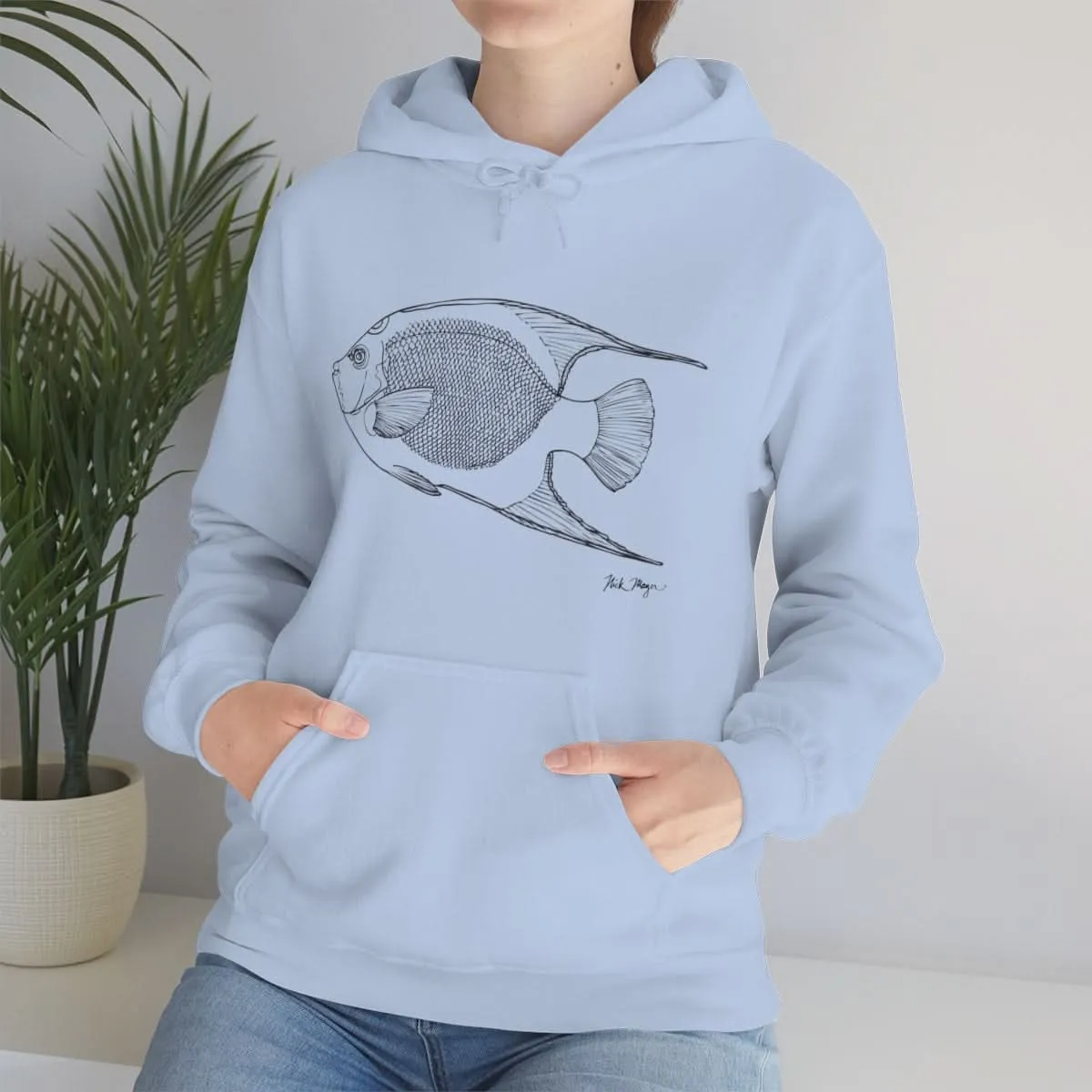 Queen Angelfish Drawing Warm Hoodie