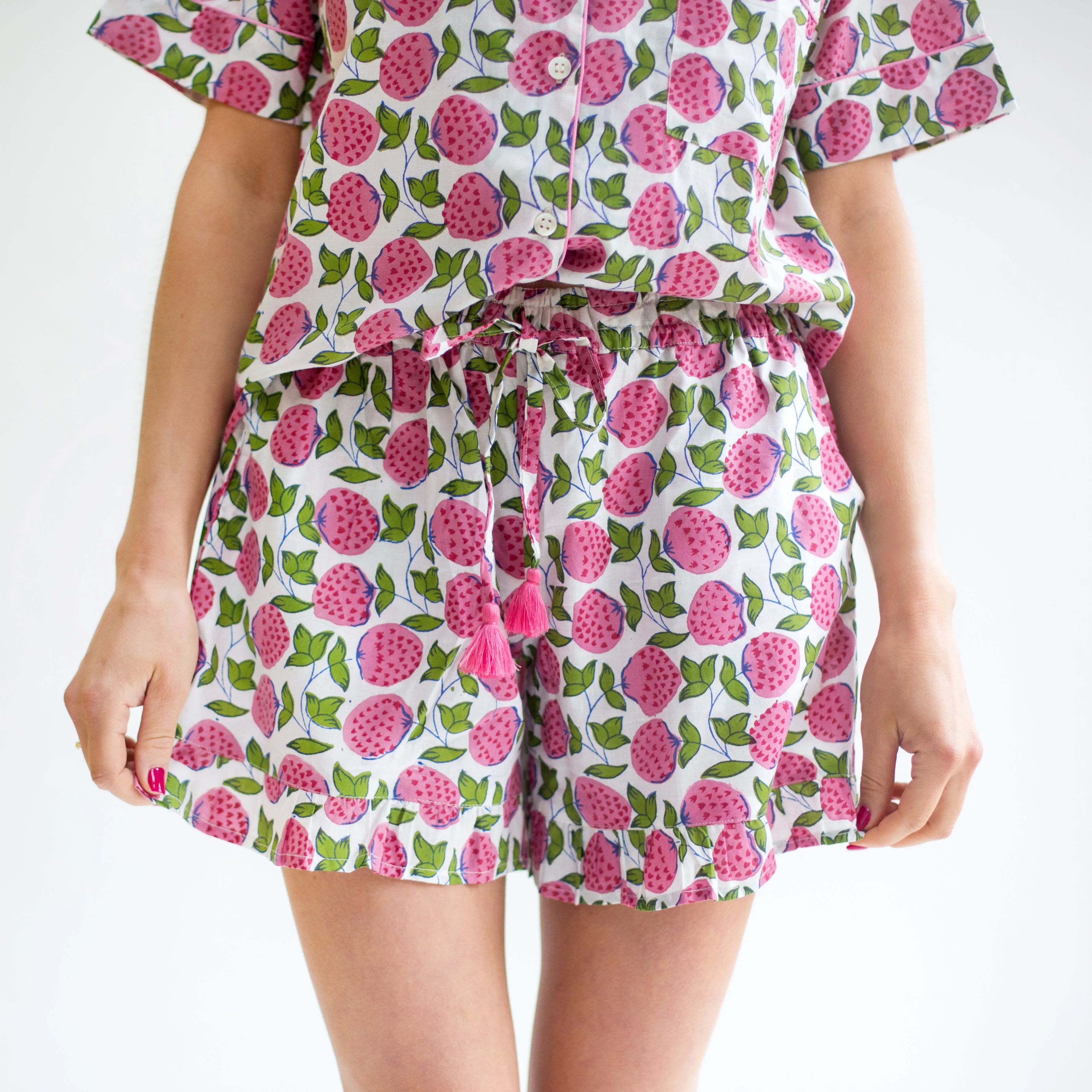 Short PJ Set -  Strawberry Print