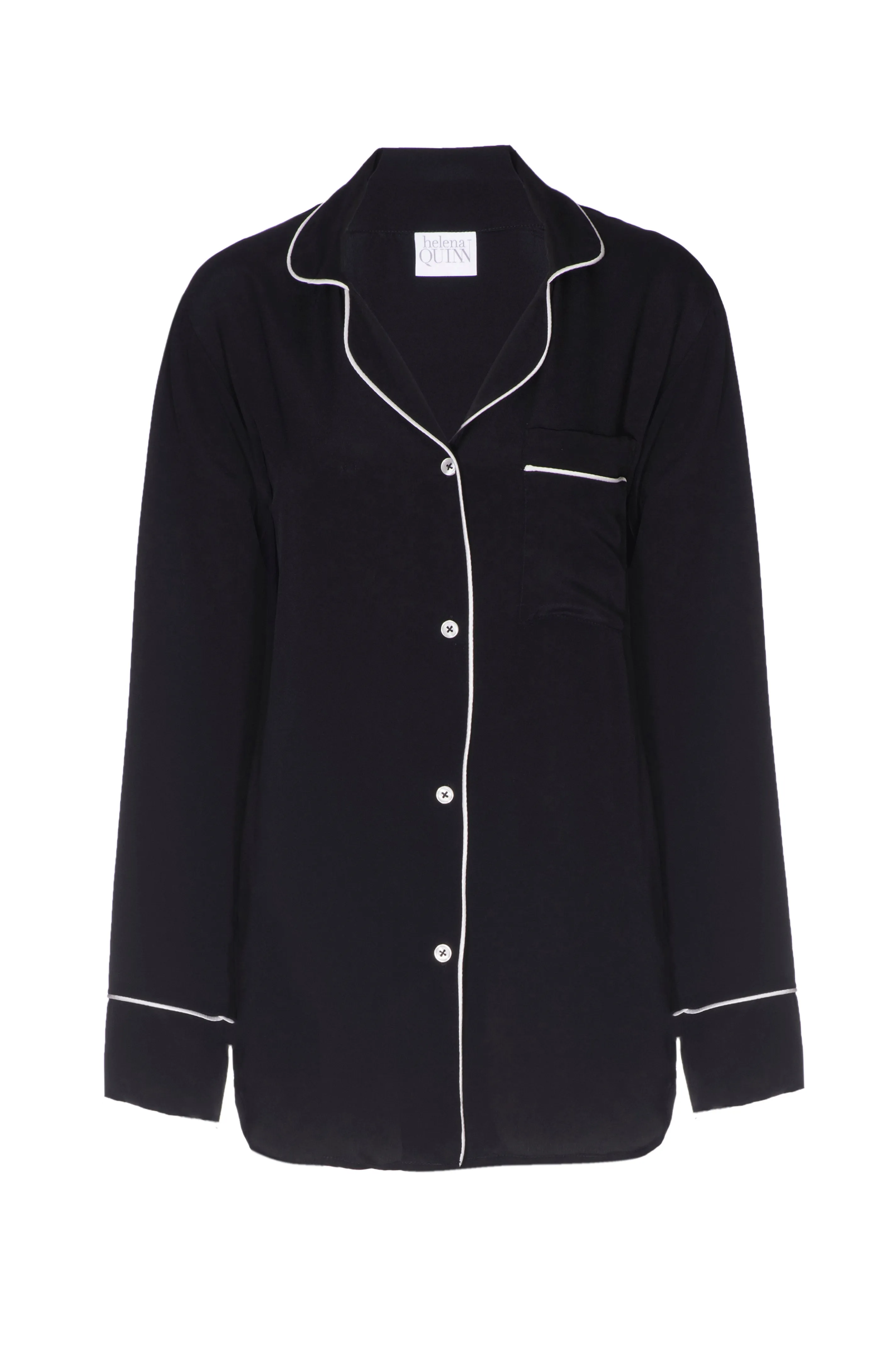 Silk Boyfriend Shirt: Black