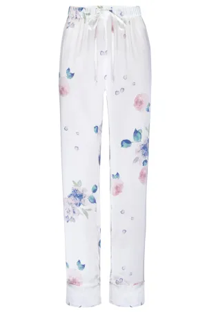 Silk Charmeuse PJ Pants: Ivory Floral Print