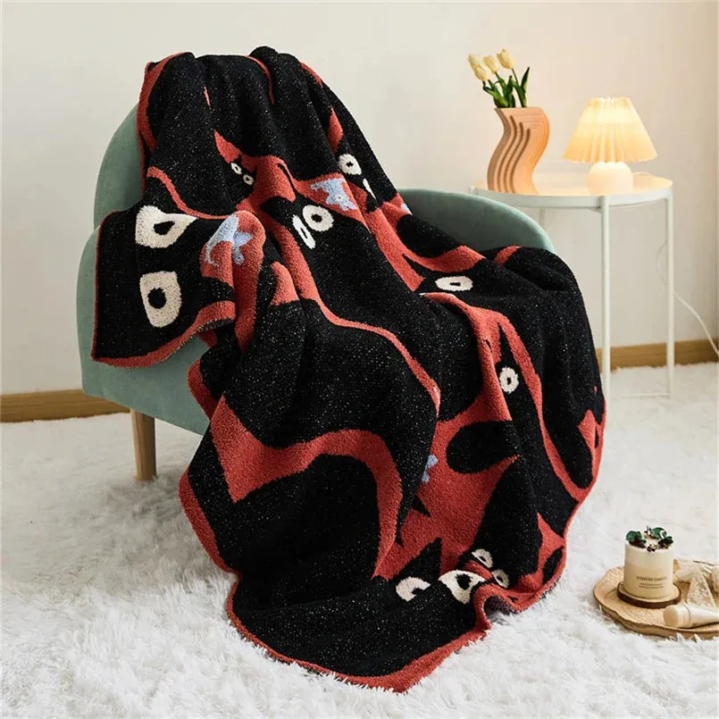 SINOTAO  -  Autumn Thickened Class A Half-side Velvet Children's Room Knitted Cartoon Cat Blanket Soft and Comfortable Shawl Blanket