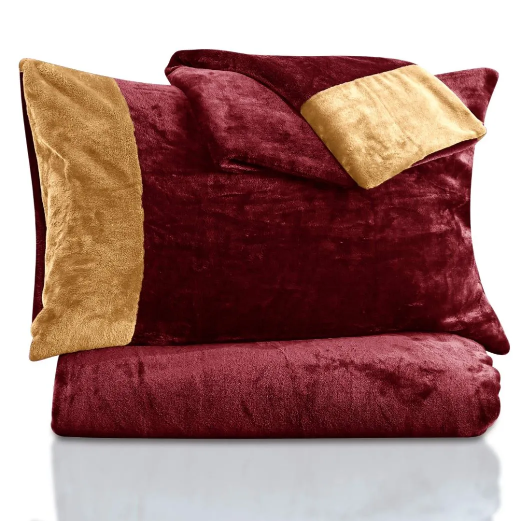 Soft and Warm Duo Tone Fleece Bedsheet Maroon-Skin